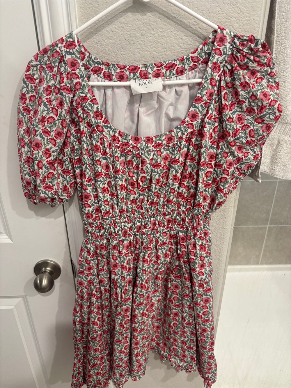 Hyacinth House Pink Floral Dress with Puff Sleeves